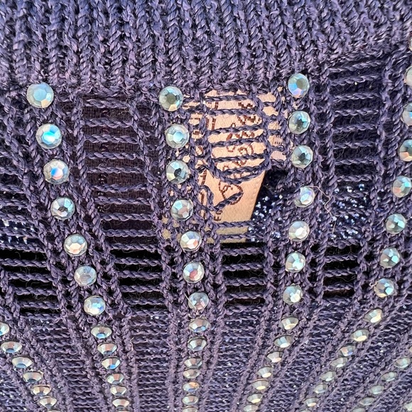 Vintage St. John for Saks embellished knit sweater Dress Navy Women's Sz 8 USA - Picture 3 of 15